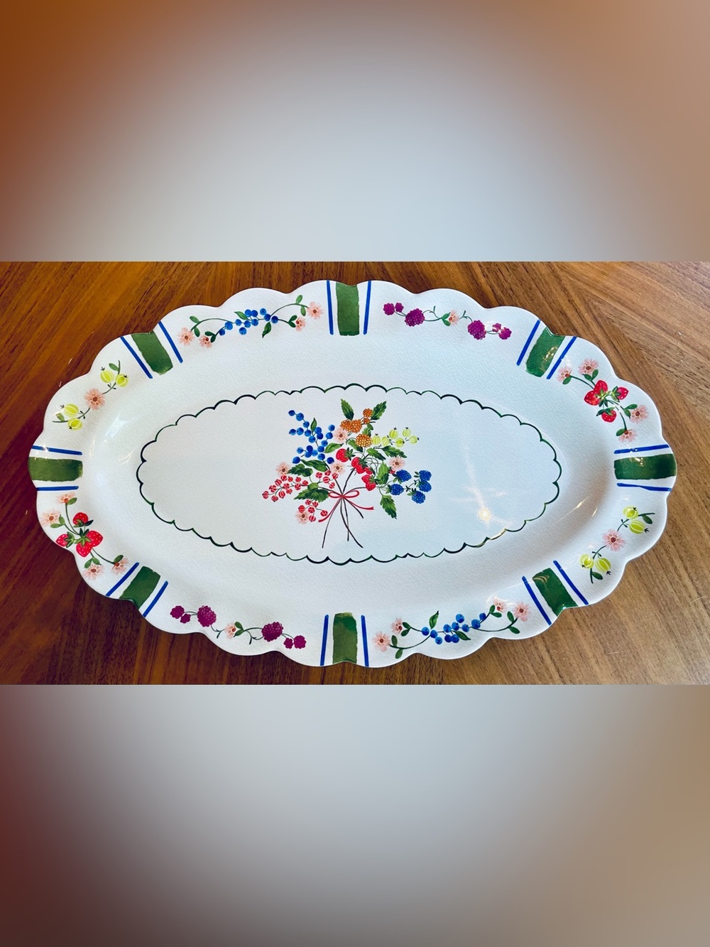 Anthropologie Annette White Flora Berry Melamine Platter